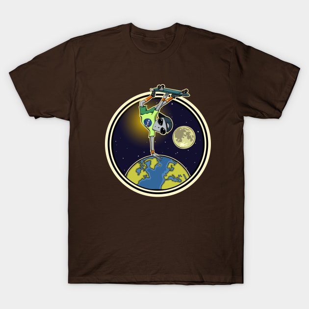 Grey Alien Skateboarder T-Shirt by MagicEyeOnly